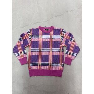 Hang Ten Bright Multicolored Plaid Sweater - PTP: 19" - Size Medium